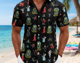 Halloween Simpsons Treehouse of Horror Button Shirt, Halloween Simpsons Shirt Men, Spooky Cartoon Beach Shirt, The Simpsons Costume Shirt