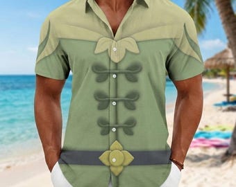 Prince Naveen Costume Shirt, Princess and the Frog Cosplay Button Shirt, Disney Vacation Beach Top,Disneyland Costume Shirt, Halloween Gift