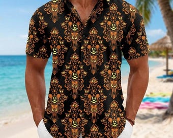 Haunted Mansion Hawaiian Shirt, Halloween Movie Button Shirt, Spooky Haunted Mansion  Shirt, Disney Theme Party Top, Disneyland Trip Shirt