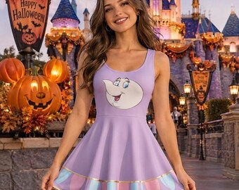 Mrs. Potts Costume Skater Dress, Beauty and the Beast Cosplay, Disneybound Dress, Tea Party Outfit, Cute Cartoon Costume, Women Flare Dress