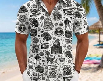 Dungeon Crawler Carl Button Shirt, Prinzessin Donut und Mongo Man Shirt, Dungeon Crawler Carl Shirt, geeky Katzenliebhaber, Bookish Merch, Männer Shirt