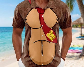 Donkey Kong Costume Hawaiian Shirt, Donkey Kong Cosplay Sweatshirt, Donkey Kong Video Game Men Shirt, Halloween Cosplay, Magic Kingdom Gift