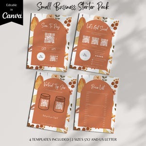 Scan to Pay d&#39;automne et modèle de liste de prix, PDF Canva modifiable, panneau de paiement, téléchargement immédiat pour les propriétaires de petite entreprise, panneau de code QR