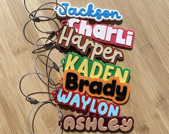 Custom 3D Printed Name Tag Keychain: Personalized Backpack Accessory