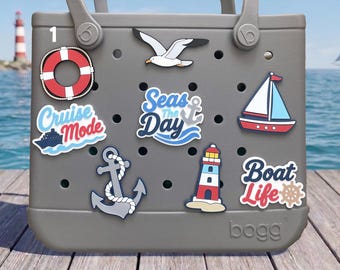 Nautical Bogg Bag Charms - Lighthouse, Sailboat, Anchor, Seas The Day | 3D Printed PLA