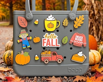 3D Printed Fall Bogg Bag Charms, Pumpkin, PSL, Leaf, Acorn, Sweater Weather Bits, Thanksgiving
