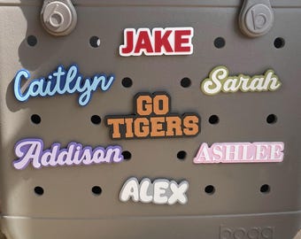 Custom Cute 3D Printed Bogg Bag Name Charms – Personalized Text, School Spirit, Font & Color Options • 3D Printed