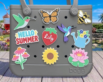 Summer Garden Bogg Bag Charms - Sunflower, Hummingbird, Butterfly, Honey Bee | 3D Printed PLA