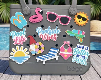 Pool Summer Bogg Bag Charms - Pool Life, Beach Ball, Sunglasses | 3D Printed PLA