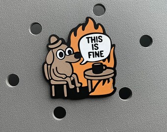 Funny "This is Fine" Dog Bogg Bag Charm: 3D Printed Meme Gift
