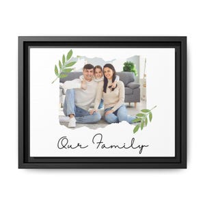 Impressão em tela fosca personalizada com foto de família, arte de parede personalizada, decoração para casa, presente para pais, arte com moldura personalizada