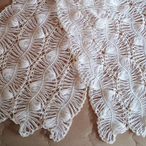 White Mohair Wedding Shawl – Hand Knit Angora Bridal Wrap with Sequins, Lace Knit Stole, Handmade Winter Wedding Accessory