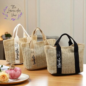 Personalized Beach Tote Bag | Custom Straw Bag for Bridesmaid Gift | Bride to Be Tote | Bachelorette Party |Wedding Shower Bag, Gift For Her