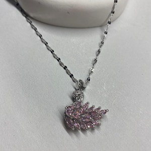 Zilveren zwaanketting met zirkoonsteen, verstelbare ketting