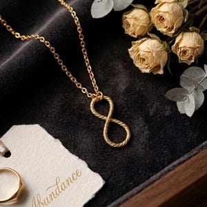 24K guldpläterat 888 Cubit Infinity Tensor-hänge – Abundance Talisman, Halsband med helig geometri, Smycken med välstånd och manifestation