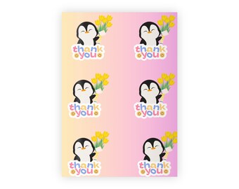 Whimsical Penguin Thank You Wrapping Paper – Eco-Friendly Fine Art Gift Wrap