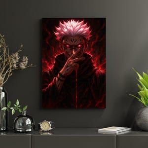 Sukuna Poster – Crimson Dominion | Jujutsu Kaisen Anime Print | Digital Download | KREALTA Wall Art | Launch Offer