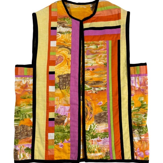 Reversible Patchwork Vest | 80s Wearable Art Jack… - image 1