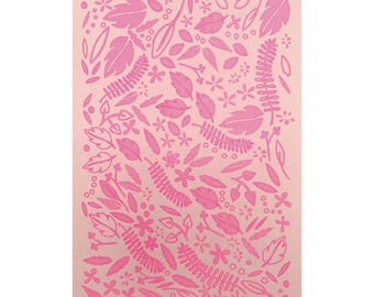 Pink Botanical Print, Hand-Drawn Floral Pattern Wall Art, Minimalist Nature Decor