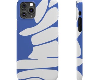 Blue Abstract iPhone Case, Trendy Slim Phone Cover