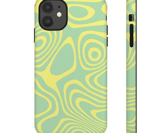 Yellow Green Swirl iPhone Case, Abstract Design