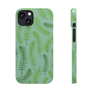 GREEN FERN Handyhülle, Blattdesign, Grünpflanzen, Handyzubehör, Passt für alle Iphone 16-7, Trendy Botanische Handyhülle, Langlebig