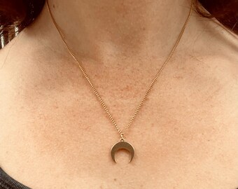 Gold Crescent Moon Charm Necklace