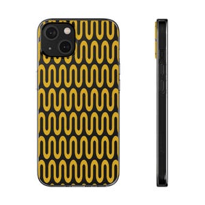 ORANGE ART DECO Phone Case, iPhone, Samsung Galaxy, Google Pixel, Soft Phone Cases with Wavy Design | Unique, Trendy Tech, Phone Accessories