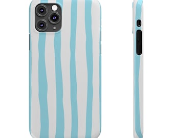 Baby Blue Stripe iPhone Case, Slim Protective Phone Accessory