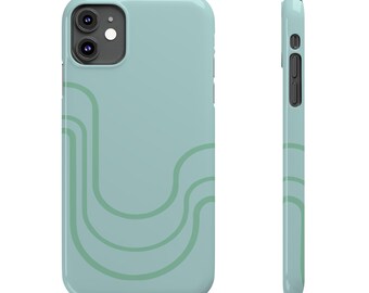 Modern Teal Stripes iPhone Case: Slim, Durable, Wireless Charging
