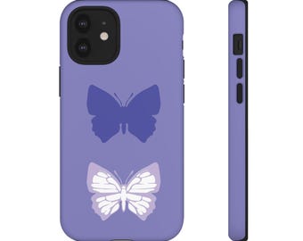 BUTTERFLY BLUE Phone Case, Fits all iPhone, Hard Case, Floral Cover, Lavender Butterfly Design, Tech Trendy, Durable iPhone Case, Good Cause