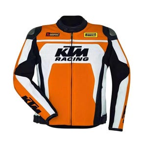 KTM Racing Leather Motorcycle Jacket: MotoGP Biker Jacket