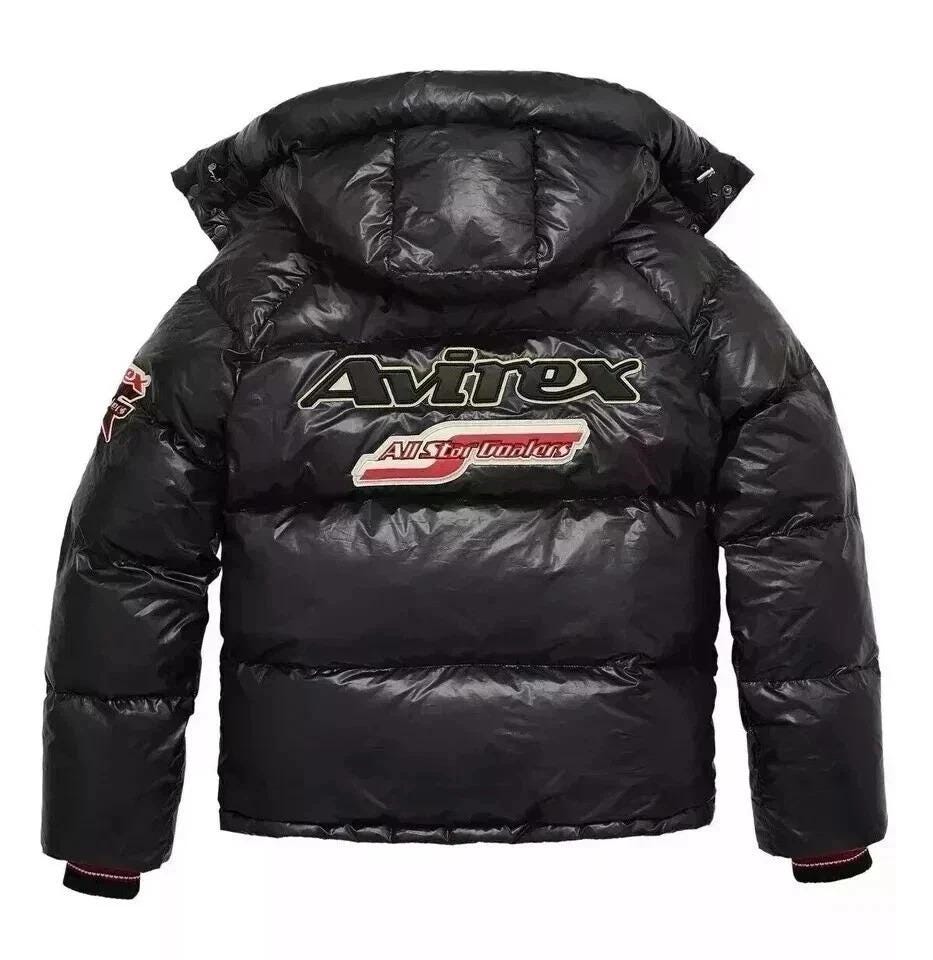 Men's Avirex Black American Bomber Puffer Jacket Genuine Handmade
