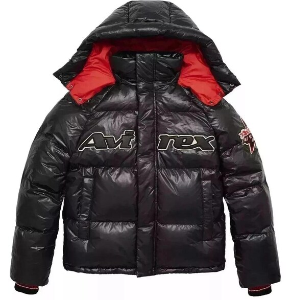 Men's Avirex Black American Bomber Puffer Jacket Genuine Handmade