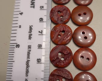 14 x 15mm corozo red buttons with 2 sewing holes