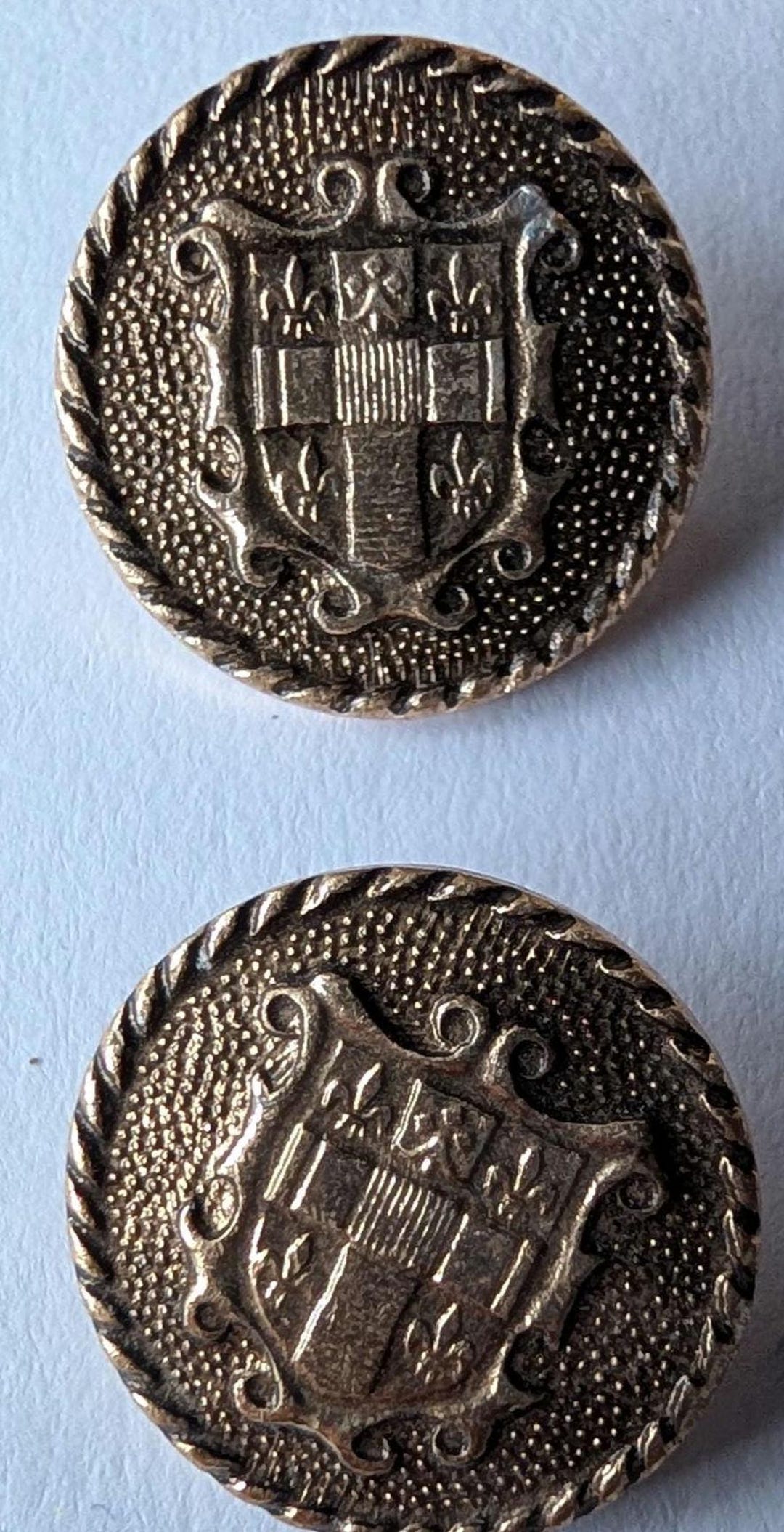 2 X 20mm Crest Brass Buttons - Etsy