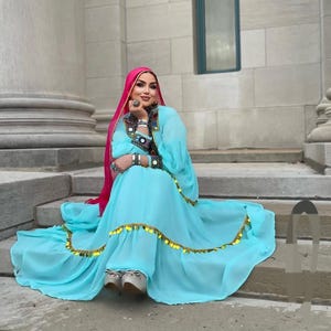 Handmade Embroidered Afghan Dress: Kuchi Boho Ethnic Clothing