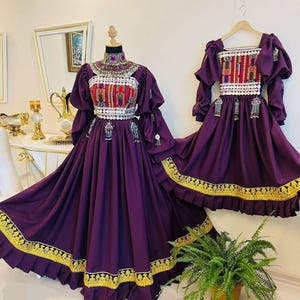 Handmade Embroidered Afghan Dress: Kuchi Boho Ethnic Clothing