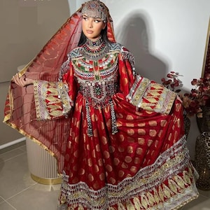 Handmade Embroidered Afghan Dress: Kuchi Boho Ethnic Clothing