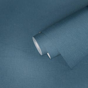 Embossed Textured plain navy blue wallpaper Modern textile vinyl bedroom kitchen bathroom wallpaper