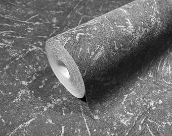 Modern concrete textured metallic black wallpaper Scandinavian vinyl 3d bedroom bathroom kitchen wallpaper