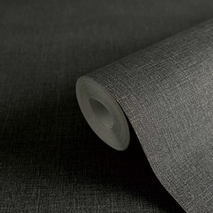 Modern textured black wallpaper embossed dark plain textile vinyl bedroom kitchen bathroom wallpaper
