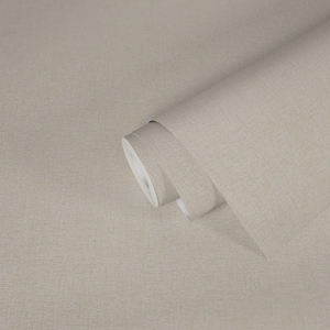 Linen Textured Beige Modern Wallpaper Neutral Faux Cream Wallpaper