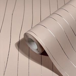 Pink Metallic textured stripe wallpaper Modern 3d vinyl natural bedroom kitchen wallpaper
