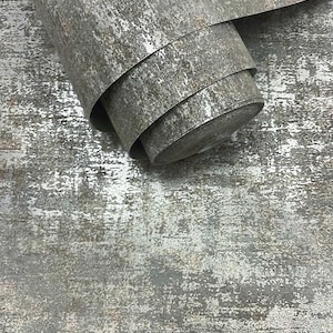 Grey Silver Metallic Modern Wallpaper Textured Sparkle Beaded Modern Wallpaper