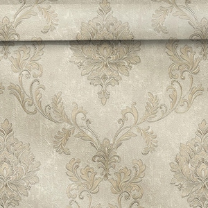 Vintage textured Damask wallpaper 3d vinyl neutral gold bedroom floral beige wallpaper image 2