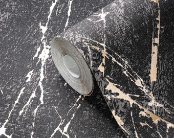 Modern faux cork textured dark black wallpaper contemporary metallic vinyl bedroom wallpaper