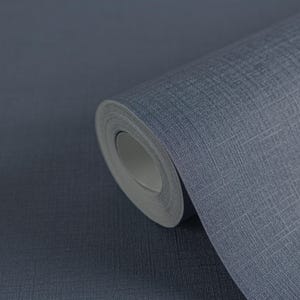 Dark Navy Blue textured wallpaper metallic 3d vinyl plain linen modern boho embossed kitchen bedroom bathroom wallpaper