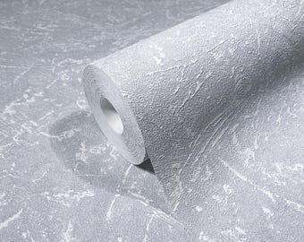 Modern gray textured abstract embossed wallpaper 3D metallic neutral plain bathroom kitchen bedroom wallpaper
