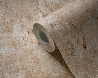 Modern Wallpaper rustic gold Plain Textured Contemporary faux concrete wallpaper